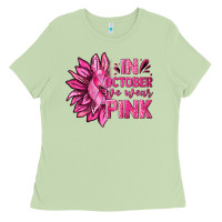Matcha In October We Wear Pink Sunflower Ladies Tee - texasbilliewilder