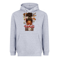 Heather Grey Baseball Mom Afro Messy Bun Heavyweight Hoodie - texasbilliewilder