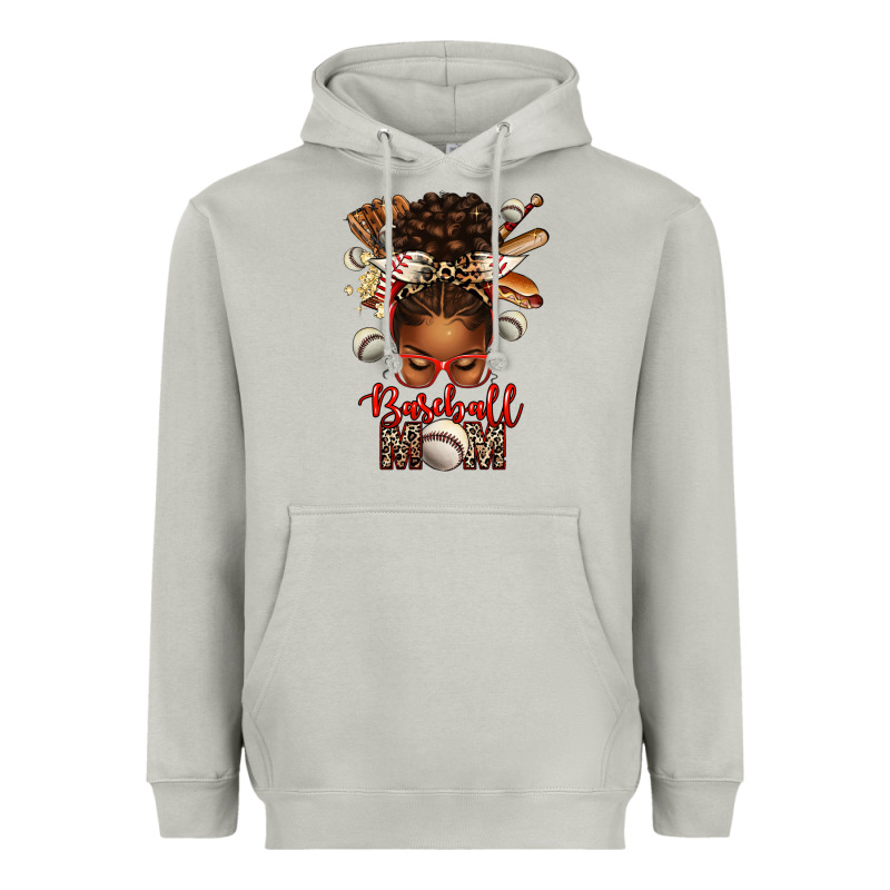 Baseball Mom Afro Messy Bun Heavyweight Hoodie by texasbilliewilder | Teevron