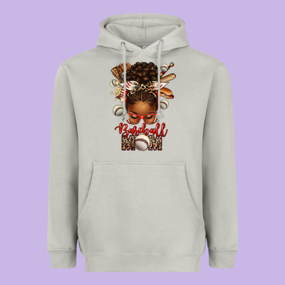 Baseball Mom Afro Messy Bun Heavyweight Hoodie Designed By Texasbilliewilder