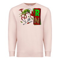 Pale Pink Christmas Character  Nurse Premium Sweatshirt - NancyCooperArtShop
