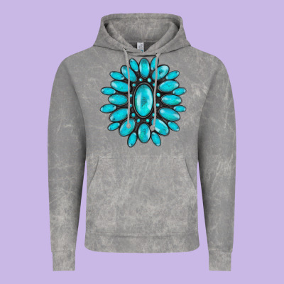 Turqoise Gemstone Vintage Hoodie Designed By Adodesignshop