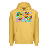 Antique Gold smile faces and rainbow and daisys Premium Hoodie - TumblerDesignByShophia