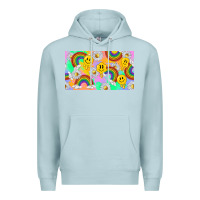 Blue Mist smile faces and rainbow and daisys Premium Hoodie - TumblerDesignByShophia