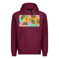 Burgundy smile faces and rainbow and daisys Premium Hoodie - TumblerDesignByShophia