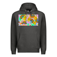 Charcoal Heather smile faces and rainbow and daisys Premium Hoodie - TumblerDesignByShophia
