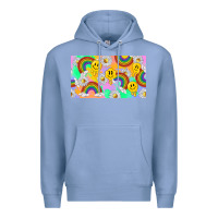 Colony Blue smile faces and rainbow and daisys Premium Hoodie - TumblerDesignByShophia