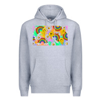 Heather Grey smile faces and rainbow and daisys Premium Hoodie - TumblerDesignByShophia