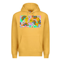 Mustard smile faces and rainbow and daisys Premium Hoodie - TumblerDesignByShophia