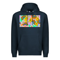 Navy smile faces and rainbow and daisys Premium Hoodie - TumblerDesignByShophia