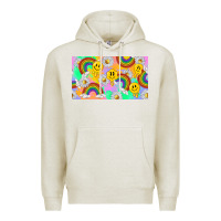 Oatmeal Heather smile faces and rainbow and daisys Premium Hoodie - TumblerDesignByShophia