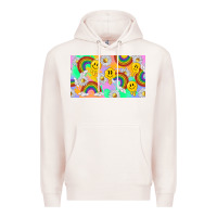 Pale Pink smile faces and rainbow and daisys Premium Hoodie - TumblerDesignByShophia