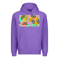 Purple smile faces and rainbow and daisys Premium Hoodie - TumblerDesignByShophia
