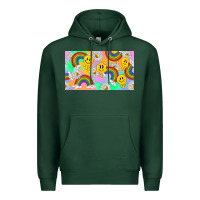 Sports Green smile faces and rainbow and daisys Premium Hoodie - TumblerDesignByShophia