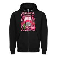 Black in october we wear pink halloween school bus Zipper Hoodie - LillyAllenDesigns