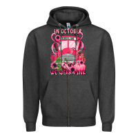 Charcoal Heather in october we wear pink halloween school bus Zipper Hoodie - LillyAllenDesigns
