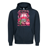 Navy in october we wear pink halloween school bus Zipper Hoodie - LillyAllenDesigns