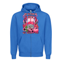 In October We Wear Pink Halloween School Bus Zipper Hoodie | Teevron