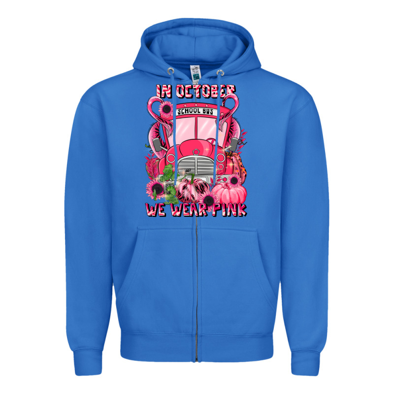 In October We Wear Pink Halloween School Bus Zipper Hoodie by LillyAllenDesigns | Teevron