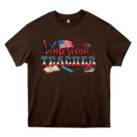 Chocolate Brown American Teacher 4th of July Heavy Core Tee - CowGirlArtShop