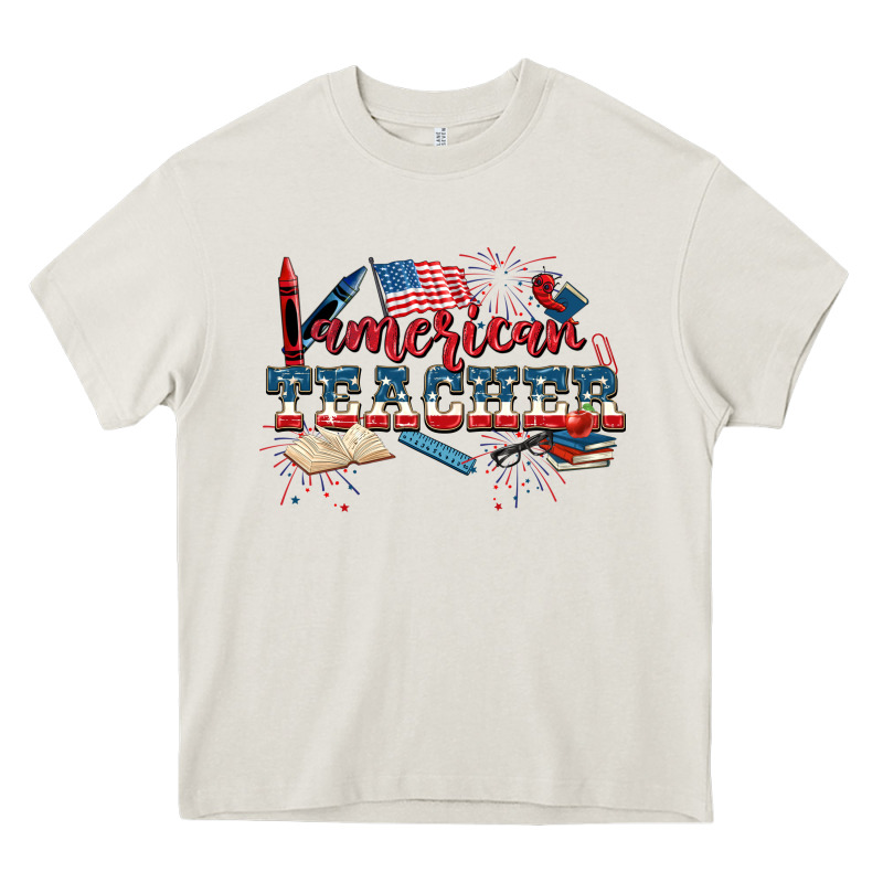 American Teacher 4th Of July Heavy Core Tee by CowGirlArtShop | Teevron
