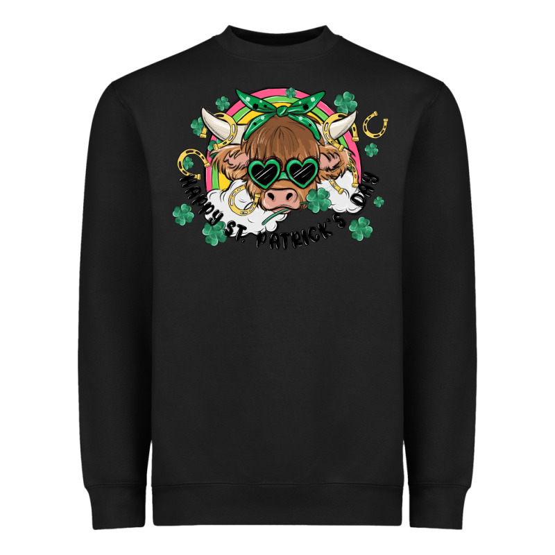 St. Patrick's Day Highland Cow Heavyweight Sweatshirt by MaliasSmallBusiness | Teevron