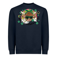 Navy st. patrick's day highland cow Heavyweight Sweatshirt - MaliasSmallBusiness