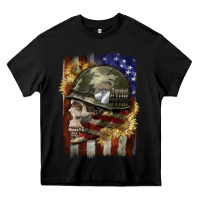 Black Army skull 4th of july Heavy Core Tee - CowGirlArtShop