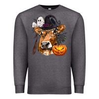 Charcoal Heather Boo Heifer Cow Halloween Premium Sweatshirt - texasbilliewilder