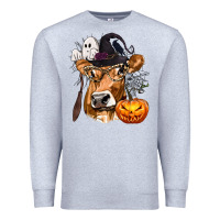 Heather Grey Boo Heifer Cow Halloween Premium Sweatshirt - texasbilliewilder