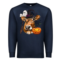 Navy Boo Heifer Cow Halloween Premium Sweatshirt - texasbilliewilder
