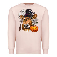 Pale Pink Boo Heifer Cow Halloween Premium Sweatshirt - texasbilliewilder