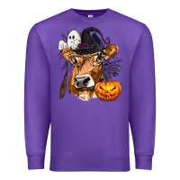 Purple Boo Heifer Cow Halloween Premium Sweatshirt - texasbilliewilder