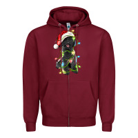 Burgundy christmas black poodles dog Zipper Hoodie - LillyAllenDesigns