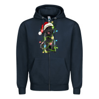 Navy christmas black poodles dog Zipper Hoodie - LillyAllenDesigns
