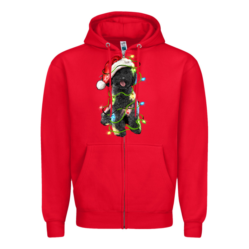 Christmas Black Poodles Dog Zipper Hoodie by LillyAllenDesigns | Teevron