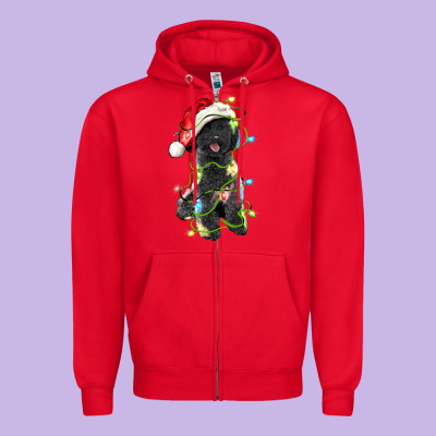 Christmas Black Poodles Dog Zipper Hoodie Designed By Lillyallendesigns