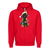 Red christmas black poodles dog Zipper Hoodie - LillyAllenDesigns