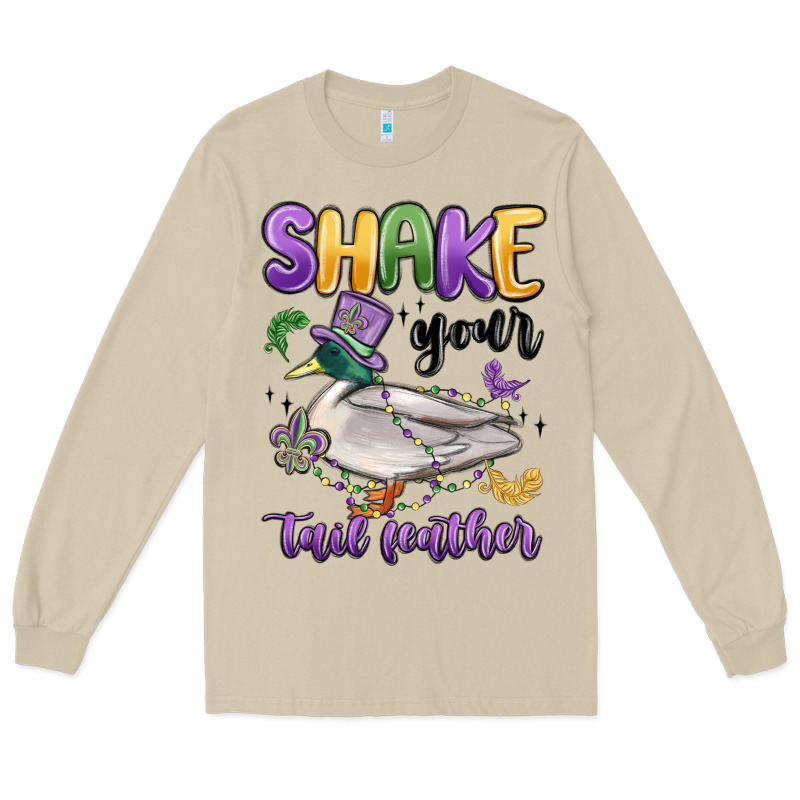 Shake Your Tail Feather Mardi Gras Long Sleeve Tee by MaliasSmallBusiness | Teevron