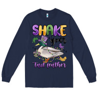 Navy shake your tail feather mardi gras Long Sleeve Tee - MaliasSmallBusiness