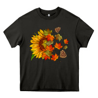 Asphalt sunflower and autumn leaves Heavy Core Tee - HRA Design Shop