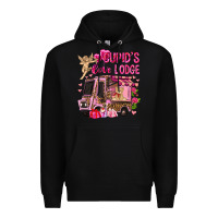 Black Cupid's love lodge with truck Valentine's Day Premium Hoodie - HowdyJamesFarm