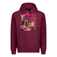 Burgundy Cupid's love lodge with truck Valentine's Day Premium Hoodie - HowdyJamesFarm