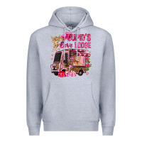 Heather Grey Cupid's love lodge with truck Valentine's Day Premium Hoodie - HowdyJamesFarm