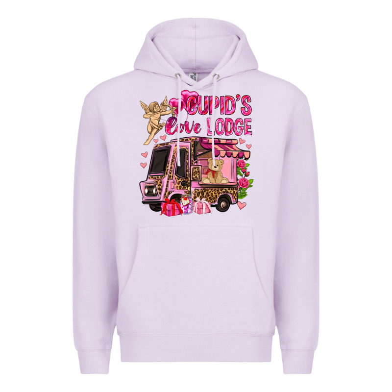 Cupid's Love Lodge With Truck Valentine's Day Premium Hoodie by HowdyJamesFarm | Teevron