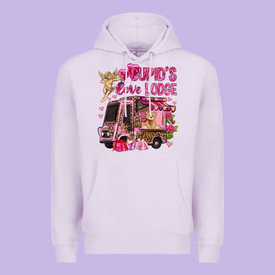 Cupid's Love Lodge With Truck Valentine's Day Premium Hoodie Designed By Howdyjamesfarm