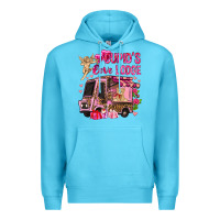 Ocean Blue Cupid's love lodge with truck Valentine's Day Premium Hoodie - HowdyJamesFarm