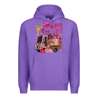 Purple Cupid's love lodge with truck Valentine's Day Premium Hoodie - HowdyJamesFarm