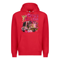 Red Cupid's love lodge with truck Valentine's Day Premium Hoodie - HowdyJamesFarm