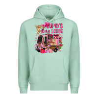 Seafoam Cupid's love lodge with truck Valentine's Day Premium Hoodie - HowdyJamesFarm